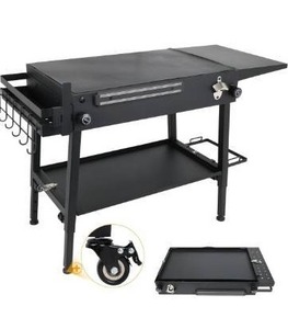 lot 8569 image: Upgraded Heavy-duty Foldable Grill Table & BBQ Prep Cart Designed for Blackstone 17 & 22,Height Adjustable Premium outdoor Grill Stand