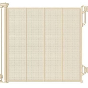 lot 8572 image: Reinforced Retractable Baby Gate or Mesh Dog Gate,Easy to Use for Stairs, Doorways, Hallways, Indoor, Outdoor, Wide Pet Gate 33.5 Tall, Extends to 45 Wide, Cream