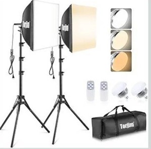 lot 8588 image: Torjim Softbox Photography Lighting Kit, 16 x 16 Professional Softbox Lighting Kit with 85W 3000-7500K LED Bulbs, Studio Lights for PhotographyVideo RecordingLive StreamingPortraits Shooting
