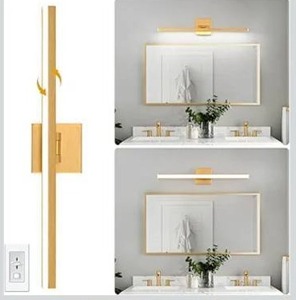 lot 8595 image: Gold Bathroom Vanity Light Fixtures - 24 inch Modern LED Brushed Gold Vanity Wall Sconce with 6000K White Light Brushed Bathroom Wall Sconce Over Mirror 18W for Bedroom Dimmable Rotatable