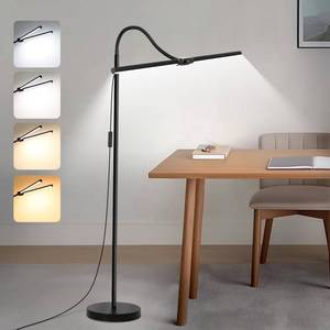 lot 8611 image: LED Floor Lamp, 18W2000LM Bright Reading Floor Lamp for Office with Double Head, Adjustable Gooseneck Dimmable Modern Standing Light for Lash Extension Craft, Eye Caring Floor Lamps for Living Room