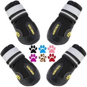 lot 8623 image: QUMY Dog Shoes for Large Dogs, Medium Dog Boots & Paw Protectors for Winter Snowy Day, Summer Hot Pavement, Water-Resistant in Rainy Weather, Outdoor Walking, Indoor Hardfloors Skid-Resistant Sole 4