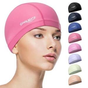 lot 8636 image: COOLMATE Fabric Swim Cap for Adult Women Men, Silicone Water-Resistant Layer, Cloth Swim Cap Gifts for Swimmers, Lightweight and Comfortable, Perfect for Pool, Beach, Lap Swimming (Dark Pink, M)