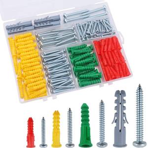lot 8642 image: JEGONFRI 208PCS Drywall Anchors and Screws Assortment Kit, Wall Anchors and Screws Kit, 4 Sizes Plastic Anchors and Matched Phillips Pan Head Screws