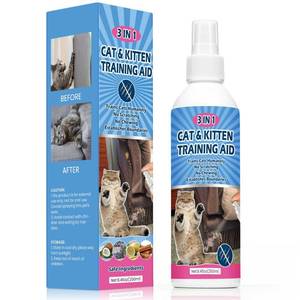 lot 8643 image: QMJUDB Natural Cat Deterrent Spray, 8.45 FL Oz Cat Repellent Indoor for Cat and Kitten, Anti-Scratch Cat Training Spray for Furniture, Curtain, Floor & Plant, Indoor & Outdoor Use