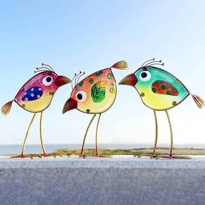 lot 8646 image: LEGIFO Garden Decor for Outside,Funny Metal & Glass Bird Decor for Indoor & Outdoor Set of 3,Yard Art Decor,Garden Art Statues Decorations,Colorful and Patriotic