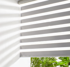 lot 8604 image: Persilux Cordless Zebra Blinds for Windows (46 W X 64 H, Grey) Free-Stop Windows Shades Dual Layer Light Control for Day and Night, Light Filtering Sheer Shades for Home, Easy to Install