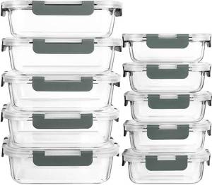 lot 8655 image: 10-Pack Glass Meal Prep Containers with Lids, MCIRCO Food Storage Containers with Snap Locking Lids, Airtight Lunch Containers, Microwave, Oven, Freezer and Dishwasher