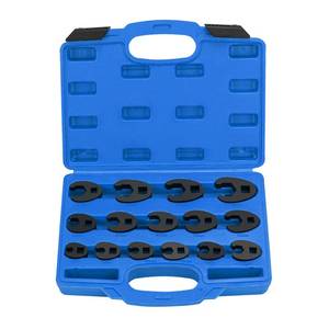 lot 8656 image: Bicos 15pcs Crowfoot Wrench Set for 38 and 12 Drive 8mm-24mm Flare Nuts Metric Crows Foot Wrench