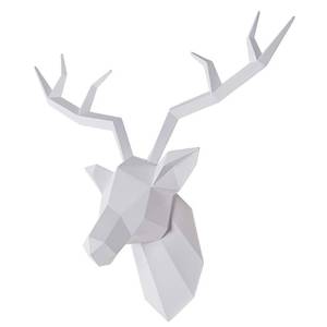 lot 8657 image: SAC SMARTEN ARTS Deer Head Wall Decor Geometric Animal Wall Art White Faux Deer Antlers Wall Sculpture 14 x 11 Resin Taxidermy Farmhouse Animal Head Wall Decor