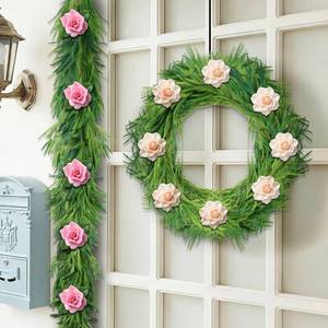 lot 8658 image: Real Touch Norfolk Pine Garland - 6ft Soft Artificial Greenery Garland for Mantle, Natural Look Winter to Spring Garland for Fireplace, IndoorOutdoor All Year Round Home Decor (Green)