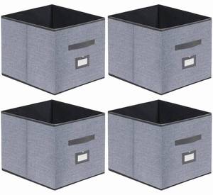 lot 8683 image: Onlyeasy Extra Large Cloth Storage Bins Foldable Cube Storage Bin 4 Pack - Fabric Cube Organizers Container Drawers with Dual Handles for Shelves, 13 W x 15 D x 13 H, Linen-Like Grey, 7MXDBXL04PLP