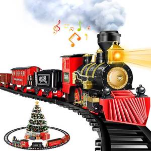 lot 8684 image: BainGesk Train Set, Christmas Train Set with Steam, Light and Sounds, Electric Train Toy for Boys & Girls, Christmas Train Set for Under The Tree, Gifts for 3 4 5 6 7 8 Year Old Kids