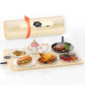 lot 8695 image: INNOWARMER Food Warming Mat - Ugrade Full Surface Heating, Fast Heating, Adjustable Temperature, Food Grade Silicone, Food Warmer for Gatherings, Parties, Travel, Daily Use (White)