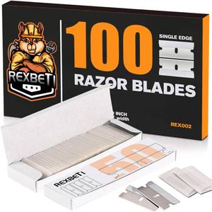 lot 8706 image: REXBETI 100PCS Single Edge Razor Blades, Industrial Razor Blades for Scraper, Suitable for Removing Labels, Decals, Stickers and Old Paint