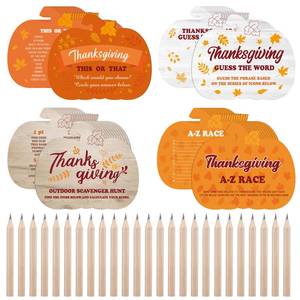 lot 8708 image: Civaner Thanksgiving Sets Fall Pumpkin Party for and Families 125 Cards & 25 Pencils Outdoor Scavenger Hunt Funny Happy Holiday Party Supplies for Thanksgiving Fall Activities