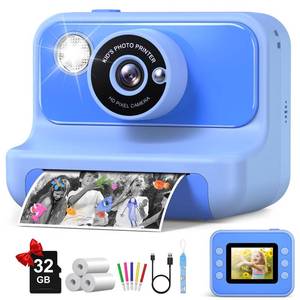lot 8709 image: Kids Camera Instant Print, Christmas Birthday Gifts for Girls and Boys, Kids Camera with 32GB Card, Toddler Toy Camera for 3-12 Years Old, Blue