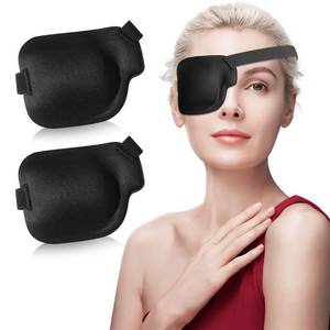 lot 8719 image: RIKEYO 2Pcs 3D Right Eye Patches for Adults, Adjustable Medical Lazy Eyepatch,Black