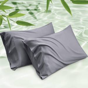 lot 8726 image: Bedsure King Size Pillow Cases Set of 2, Cooling Pillow Cases King, Rayon Derived from Bamboo Dark Grey Pillowcases, Breathable & Silky Soft Bedding Pillow Covers with Envelope Closure, 20x36 Inches