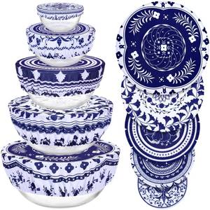 lot 8731 image: Revahope 5 Pieces Bowl Covers Reusable, 5 Size Elastic Cloth Fabric Bowl Covers for Bread Proofing Stretch Food Covers Washable for Food Fruits Leftover (Blue)