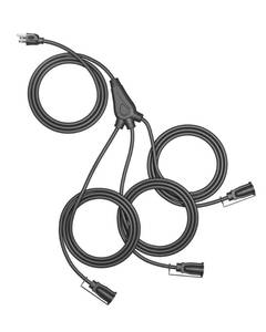 lot 8750 image: DEWENWILS Outdoor Extension Cord 1 to 3 Splitter for Outdoor String Lights, 3 Prong Outlets Plugs, Max 13ft End to End (25 FT Total),163C SJTW Weatherproof Wire for Holiday Decorations, ETL