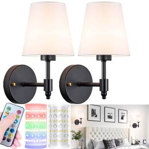 lot 8752 image: Battery Operated Wall Sconces Set Of Two, Wireless Battery Wall Light With 10000mAh RGB Rechargeable Magnetic Bulb, Rechargeable Wall Sconce With Remote Control For Bedroom, No Electrician Required