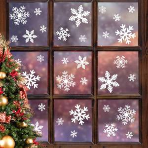 lot 8756 image: LUDILO 135Pcs Christmas Window Clings Snowflakes Window Decals Static Window Stickers for Christmas Decorations Windows D�cor Ornaments Xmas Party Supplies Thanksgiving Party D�cor