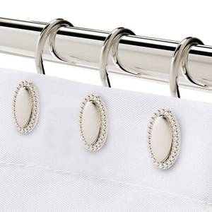 lot 8758 image: Nickel Shower Curtain Hooks, Rust Proof Shower Curtain Rings for Bathroom, Metal Decorative Shower Curtain Hooks Hangers for Shower Curtain Rod and Liner, Shower Hooks for Shower Curtain Set of 12