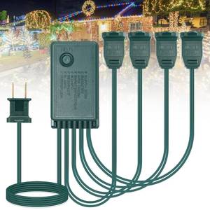 lot 8760 image: Tellegloww 4 Channel Christmas Light Controller with Chasing Push Button Speed Control 24W 9 Function Christmas Tree Light Flasher Plug Blinking Adapter for Outdoor Indoor Xmas Halloween Holiday Decor