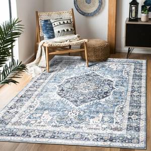 lot 8767 image: Domitapis Area Rug 5x7, Vintage Boho Rug,Ultra-Soft Low Pile, Washable, Non Slip,Stain Resistant Printed Carpet for Living Room Bedrooms Playroom Office Kitchen, Light Blue