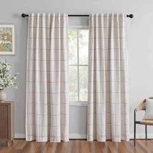 lot 8768 image: MYSKY HOME 100% Blackout Plaid Farmhouse Linen Curtains 90 Inch Long 2 Panels Set for Living Room Double Layer Checkered Drapes Thermal Insulated Privacy Protection Rod Pocket Back Tab, 52 W, Tan