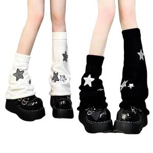 lot 8777 image: DUOJINSANXI 2Pcs Black White Leg Warmers for Girls Cute Leg Warmers Y2k Harajuku Knit Star Legwarmer Accessories for Women