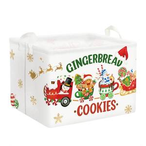 lot 8791 image: Clastyle Large Cookie Gingerbread Christmas Gift Basket Candy House Train Sleigh Xmas Basket Kid Snowman Snowflake Toy Book Shelf Basket Collapsible Rectangle Clothes Nursery Bin