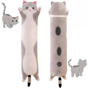 lot 8792 image: Long Cat Pillow Plush Pillow 19.6 in Cute Gray Cat Soft Stuffed Animals Body Pillow, Catnap Soft Plushies Long Throw Sleeping Pillow Cartoon Kitty Doll Gift for Kids Girls Girlfriend