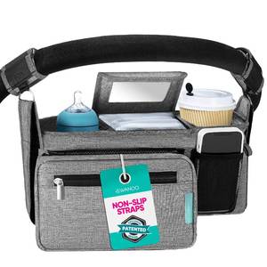 lot 8793 image: Swanoo Stroller Caddy Stroller Organizer With Cup Holder, Non Slip Straps Stroller Bag for Phone, Pet Stroller Accessories, Universal Fits Uppababby Vista v2 Wonderfold Wagon, Doona and More