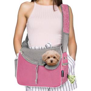 lot 8794 image: PetAmi Small Dog Sling Carrier, Soft-Sided Crossbody Puppy Carrying Purse Bag, Adjustable Sling Pet Pouch to Wear Medium Dog Cat Travel, Dog Bag for Traveling, Poop Bag Dispenser, Max 10 lbs, Pink