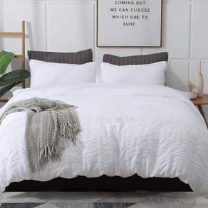 lot 8800 image: AveLom White Duvet Cover King (104 x 90 inches), 3 Pieces (1 Duvet Cover  2 Pillow Cases), Seersucker Textured Ultra Soft Washed Microfiber, Textured Duvet Cover with Zipper Closure, Corner Ties