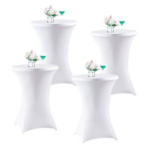 lot 8808 image: Wolkemer 4 Pack 32x43 Inch Spandex Cocktail Cover White Stretch Table Cloths Fitted Tablecloth High Top Square Coners Table Covers for Wedding Birthday Party Bar Banquet Round Tables
