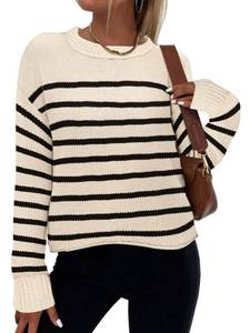 lot 8810 image: Zeagoo Womens Crew Neck Cropped Sweater 2025 Fall Long Sleeve Chunky Knit Pullover Sweater Tops M