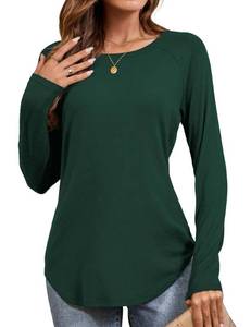 lot 8817 image: Amoretu Womens Tee Shirts Casual Long Sleeve Tops Stretch Shirts Loose Fit, Green L