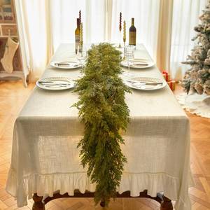 lot 8829 image: 6FT Cedar Garland Christmas Winter Artificial Faux Greenery Garland for Table Mantle Stairs Fireplace Wall Decor Outdoor Indoor Porch Home Decorations