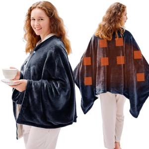 lot 8841 image: JOLLYVOGUE USB Heated Blanket Throw, Wearable & Portable Heating Electric Blanket for Adults, 3 Levels & 8 Heating Zone Shawl for Indoor & Outdoor, Blue (Battery Not Included)