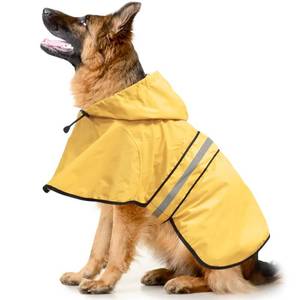 lot 8842 image: Ezierfy Hooded Dog Rain Coats - Reflective Adjustable Pet Rain Coat, Lightweight Dog Waterproof Raincoat Slicker Poncho with Leash Hole for Small, Medium, Large Dogs (Yellow, X-Large)