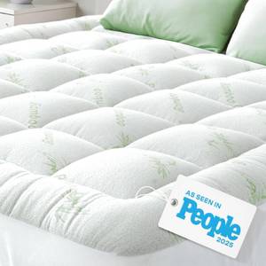 lot 8849 image: Ultra Soft Twin Size Mattress Topper - Viscose Made from Bamboo Pillow Top Mattress Pad for Back Pain Relief - Naturally Cooling for Hot Sleepers, Green