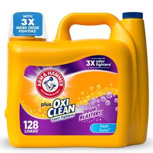 lot 8853 image: ARM & HAMMER Plus OxiClean Odor Blasters Fresh Burst, 128 Loads Liquid Laundry Detergent, 166.5 Fl oz