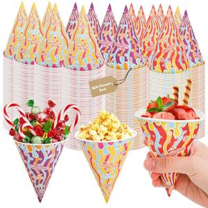 lot 8856 image: YIMITEE 100 Pack 6 OZ Snow Cone Cups, Leakproof Paper Cone Cup, Disposable Sundae Snack Cup, Paper Funnel for Slush, Shaved Ice, Sorbet, Water Cooler Dispenser, Party, Cookout, Office