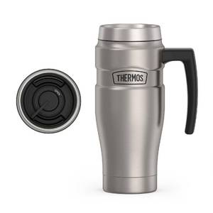 lot 8859 image: THERMOS Stainless King Vacuum-Insulated Travel Mug with Handle - 16oz, Matte Steel - Thermos Tumbler for Hot & Cold Drinks - Leak-Proof & Sweat-Proof Stainless Steel Coffee Mug with Lid for Commuting