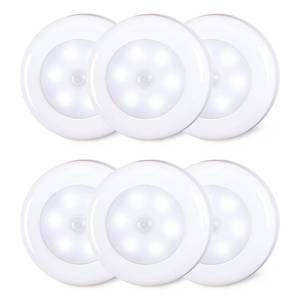 lot 8862 image: STAR-SPANGLED 6 Pack 2.8 Motion Sensor Lights Indoor AAA Battery Operated, Stick on LED Puck Light for Stairs, Under Cabinet, Closet, Cool White