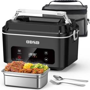 lot 8869 image: ODSD Cordless Electric Lunch Box for Adults, 5-Cup Heated Lunch Box with Timer, Portable Food Warmer with 360° Even Heating for Car, Office, or Outdoors