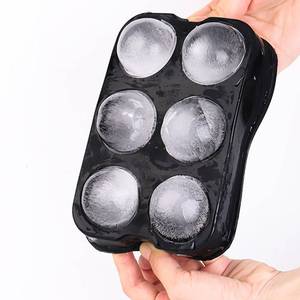 lot 8873 image: 6-Cavity Ice Ball Mold Tray for Freezer Use Silicone Sphere Ice Maker Whiskey Cocktails Beverages Home Bar Drink Preparation, Black